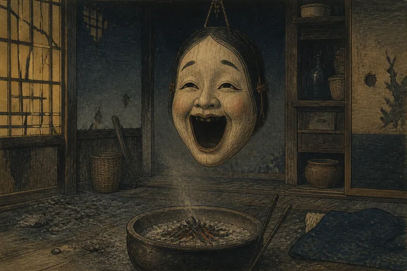 笑うおかめの面のイメージ挿絵