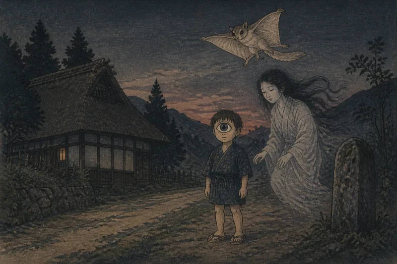 佐久穂の道に出る三つの怪異のイメージ挿絵