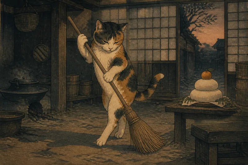 松山市の七年三毛猫踊りのイメージ挿絵