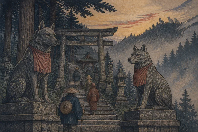 三峯神社の狼信仰のイメージ挿絵