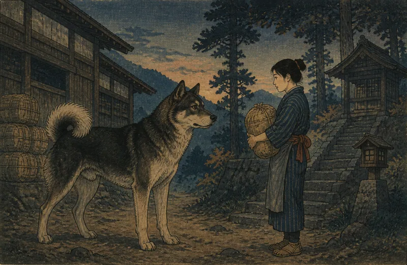 市川三郷町の山犬が守る蔵のイメージ挿絵