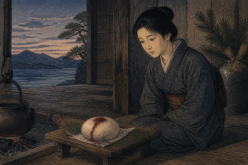 周防大島の血のにじむ餅のイメージ挿絵