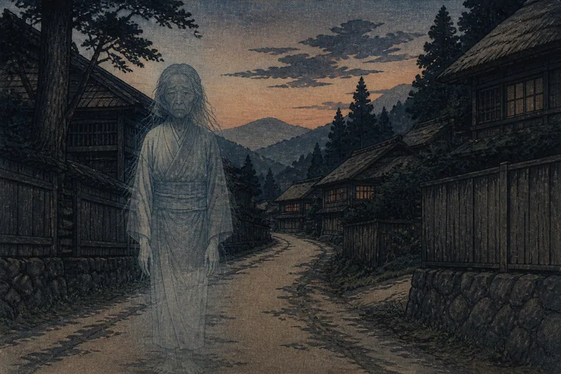茅野の道すじに現れる幽霊のイメージ挿絵