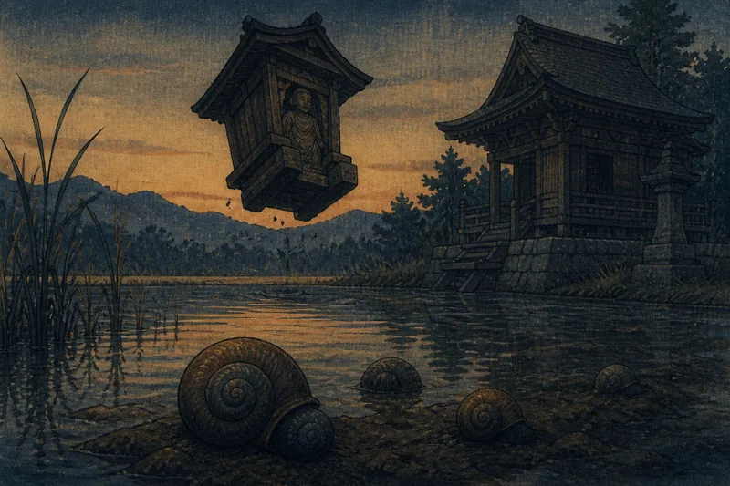 佐久の池へ飛び込む木像のイメージ挿絵