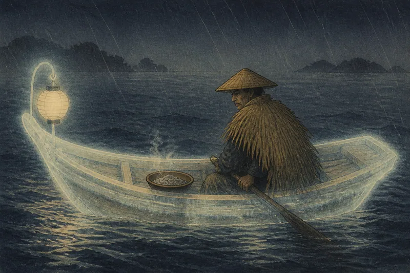 臼杵の雨の夜の船灯りのイメージ挿絵