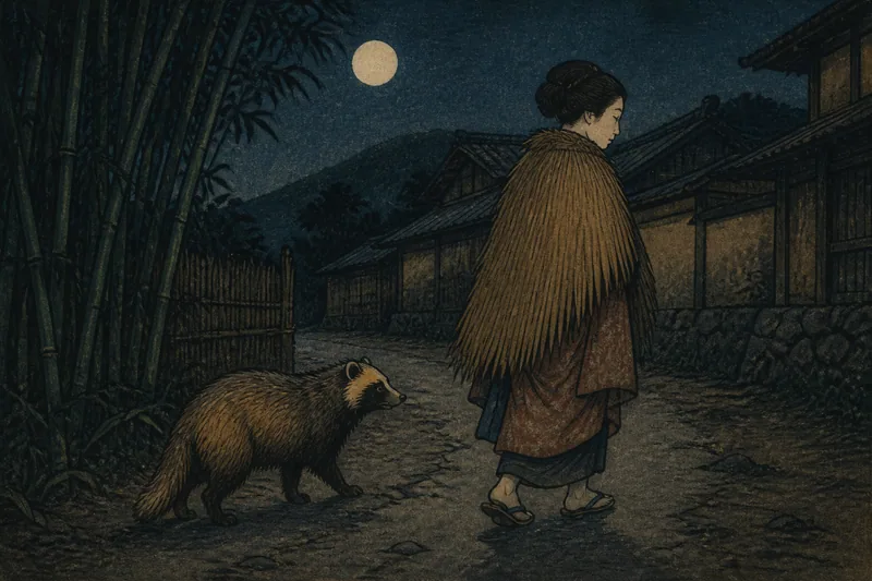 伊勢原の夜道で送るムジナのイメージ挿絵