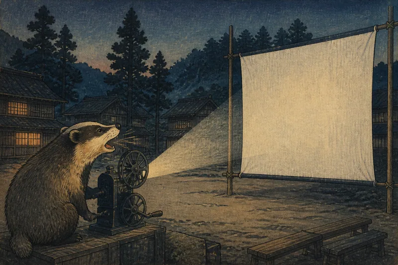 相模原の映画を真似るムジナのイメージ挿絵