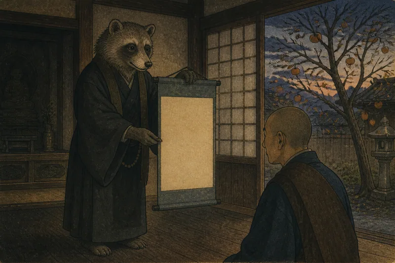 むじなの掛け軸のイメージ挿絵