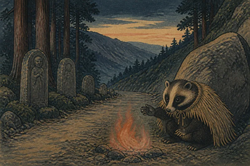 高山のむじな岩の化かしのイメージ挿絵