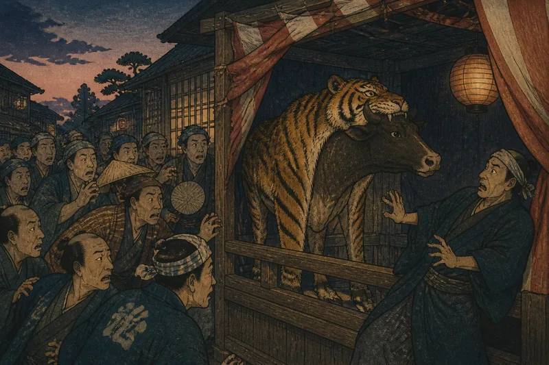 牛を虎皮で装った見世物の報いのイメージ挿絵