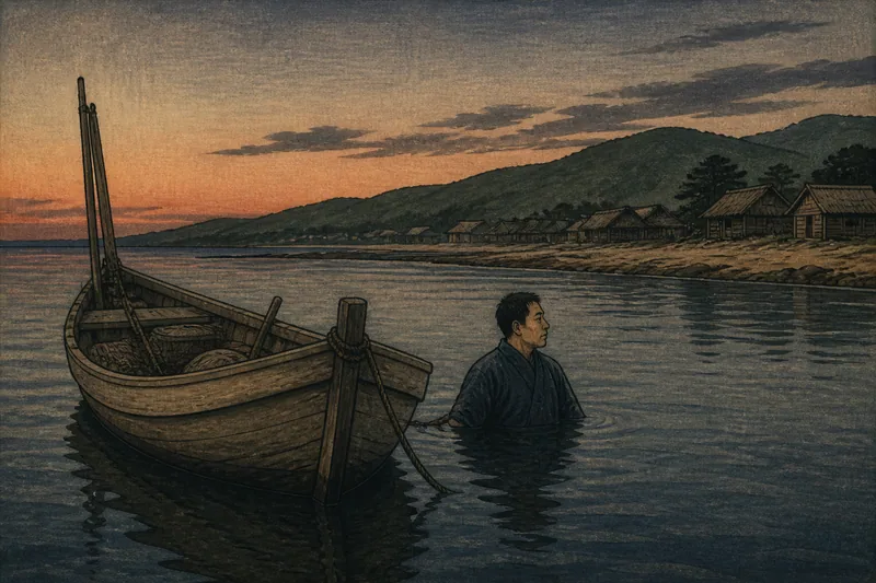 上島町の流れ仏と漁の吉凶のイメージ挿絵