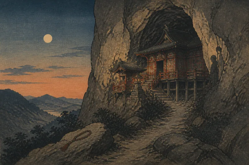 投入堂の建立伝説のイメージ挿絵