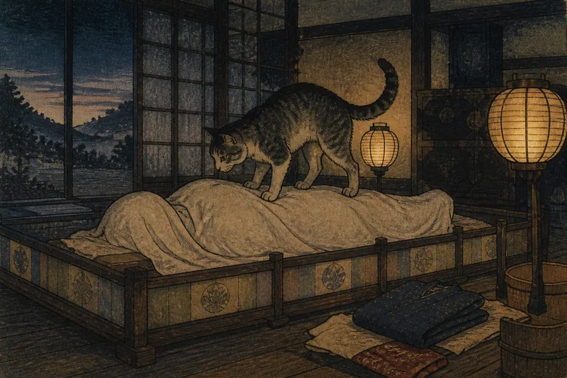 川上の亡骸に乗る猫の禁忌のイメージ挿絵