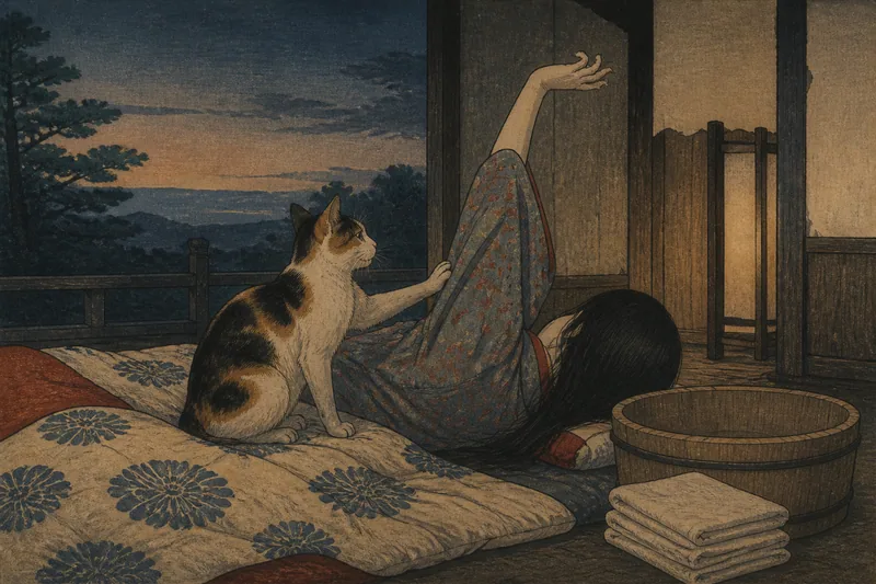 遺体の腕を上げる猫のイメージ挿絵