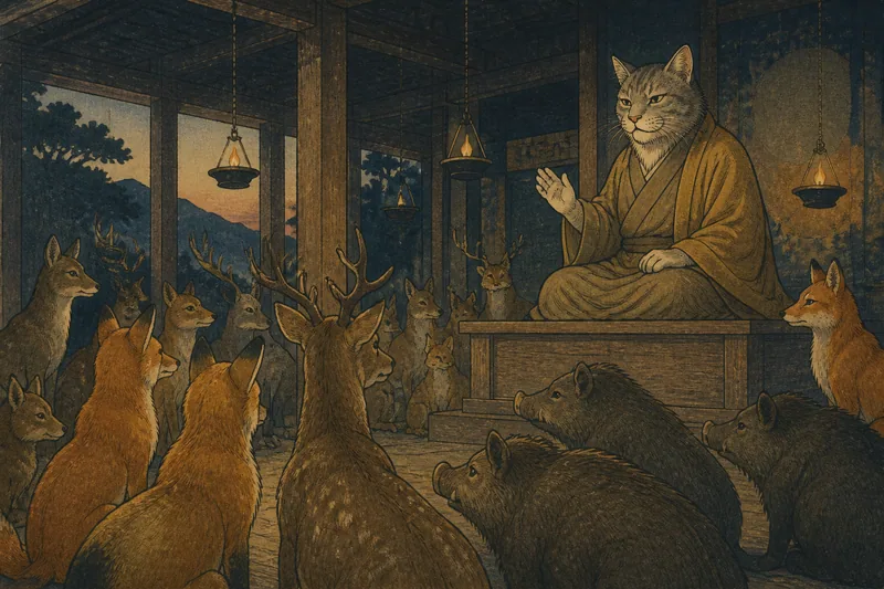 小川村の和尚に化ける猫のイメージ挿絵