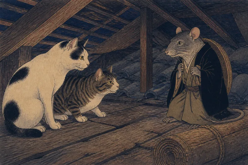 御前崎市の猫と化け鼠の死闘のイメージ挿絵