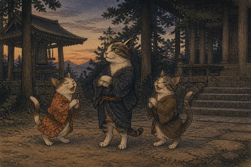 奥州の住職を狙う化け猫のイメージ挿絵