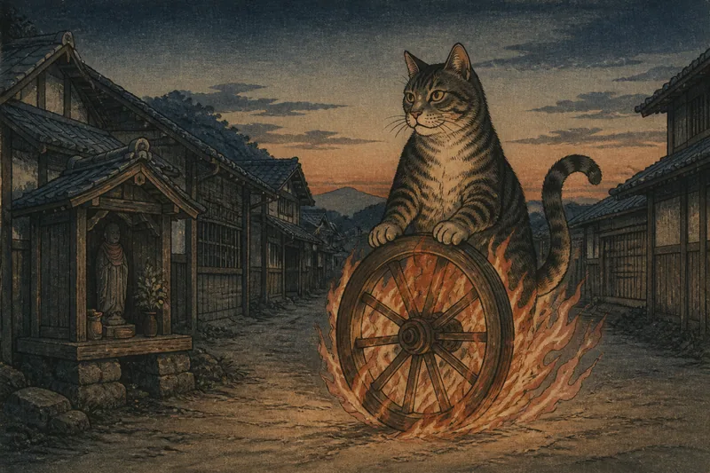 志布志の火の車で迎える猫のイメージ挿絵