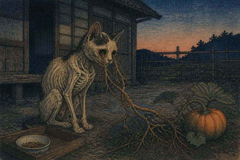 白鷹の猫の骸骨南瓜のイメージ挿絵
