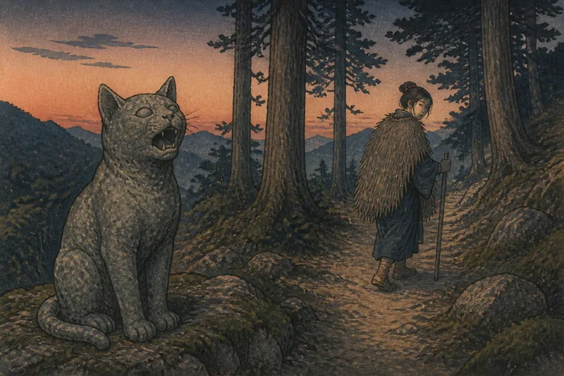 いわきの猫鳴き山の猫石のイメージ挿絵