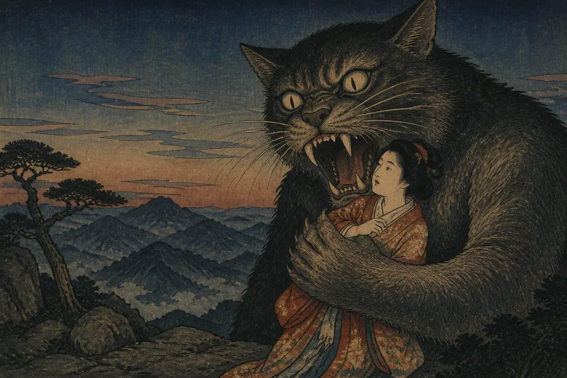 猫魔ヶ岳の化け猫伝説のイメージ挿絵
