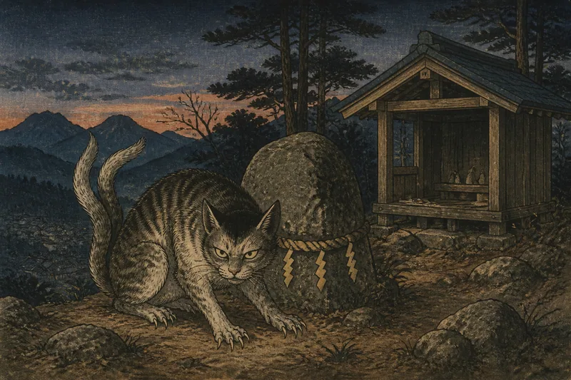 磐梯町のねこまたと猫石のイメージ挿絵