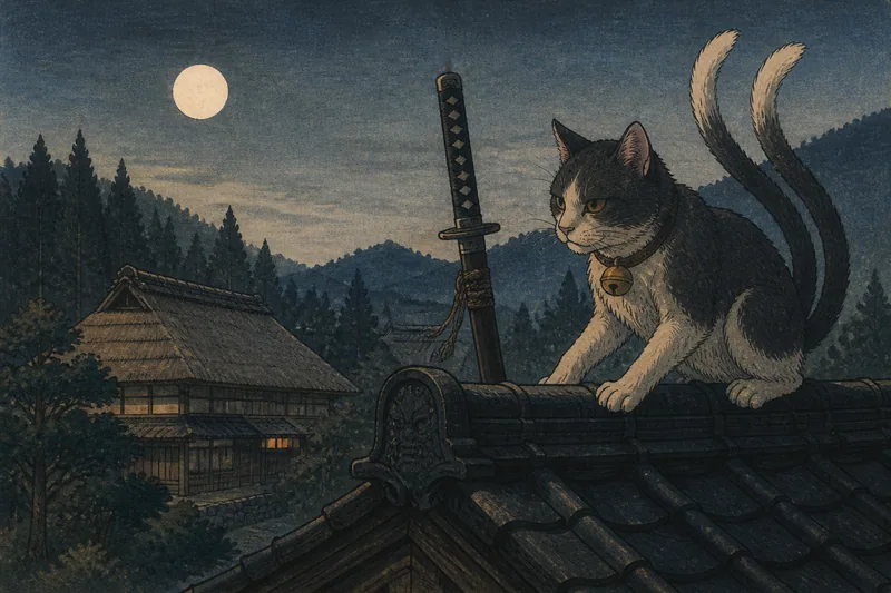 鶴岡のねこまた退治と刀の祟りのイメージ挿絵