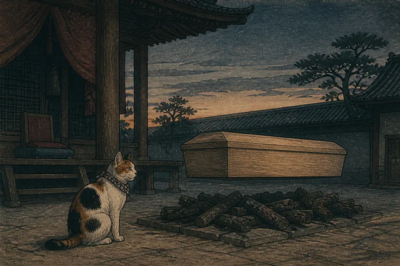 棺を浮かせた猫の魔力のイメージ挿絵