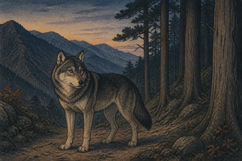 ニホンオオカミ生存説（秩父野犬）のイメージ挿絵