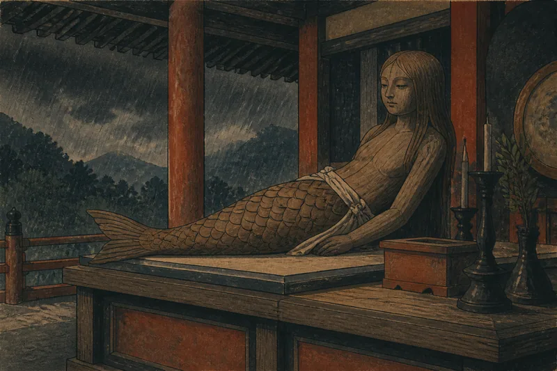 琵琶湖の人魚の木像のイメージ挿絵