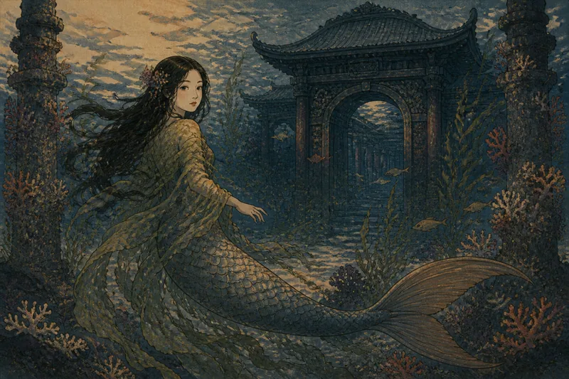 佐渡の竜宮に棲む人魚のイメージ挿絵
