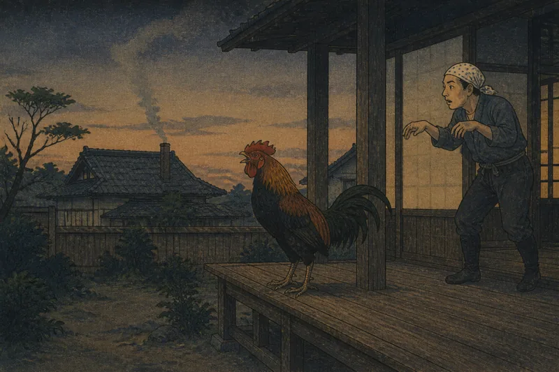 鶏の鳴きまねの禁忌のイメージ挿絵