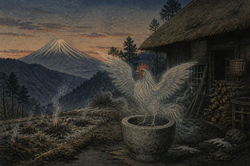 静岡の置き去り鶏の祟りのイメージ挿絵