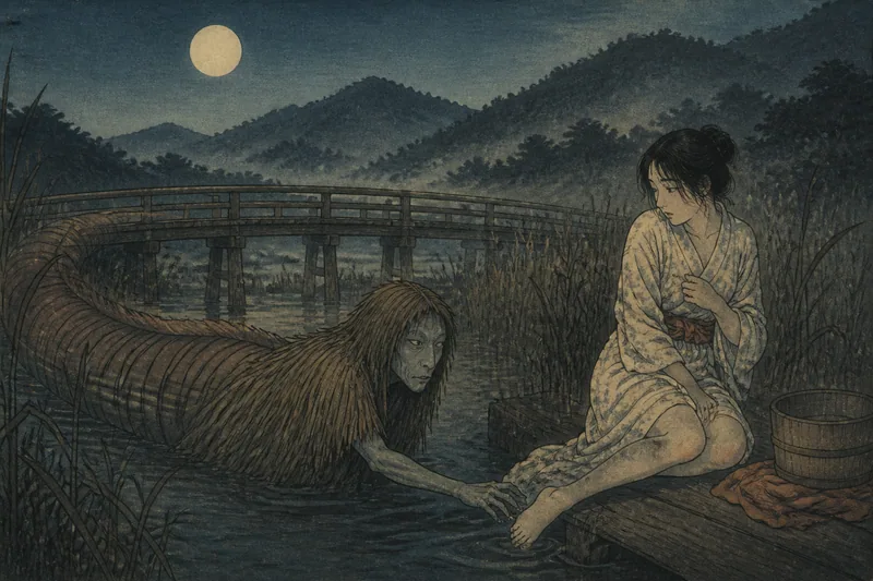 喜多方の沼の主と娘の水浴びのイメージ挿絵
