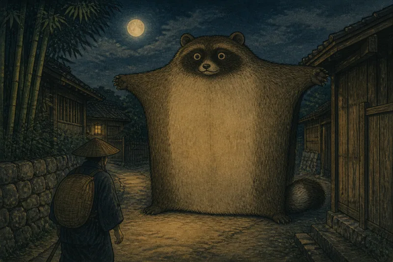 中津の狸の塗り壁目隠しのイメージ挿絵