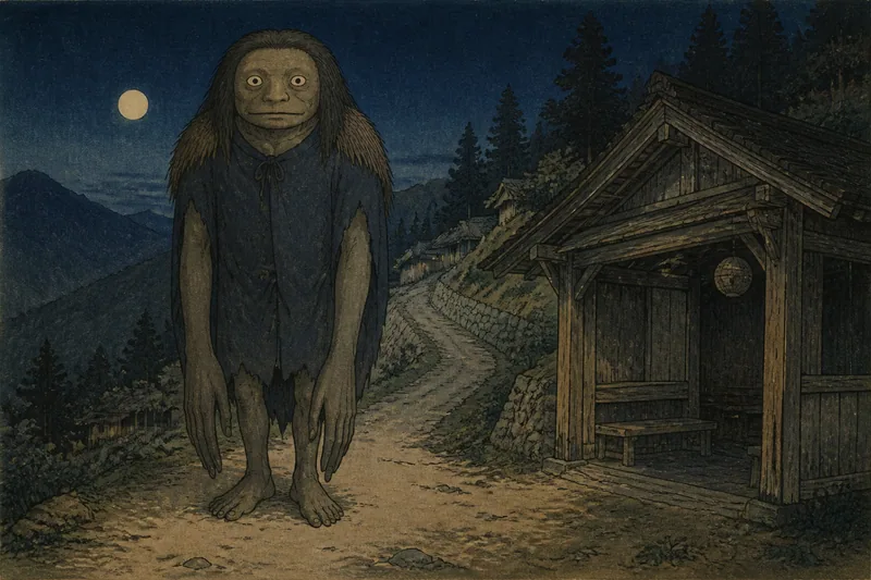 南箕輪の道と山のオバケのイメージ挿絵