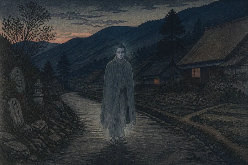 坂城町の夜道に出るお化けのイメージ挿絵