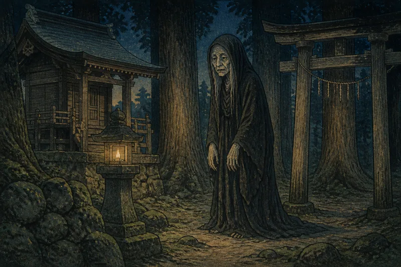 東御市の森と神社のオバケのイメージ挿絵