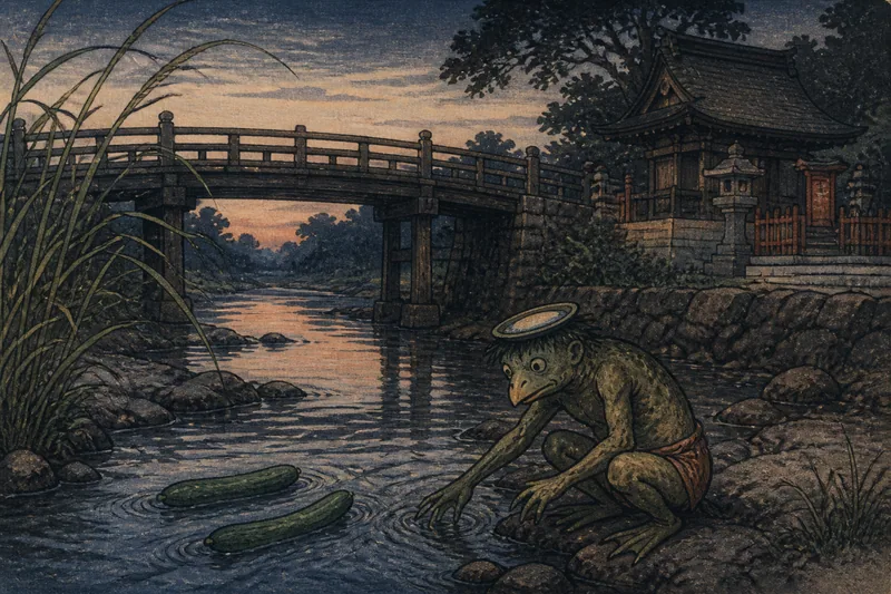 栗原の河童へ胡瓜流しのイメージ挿絵