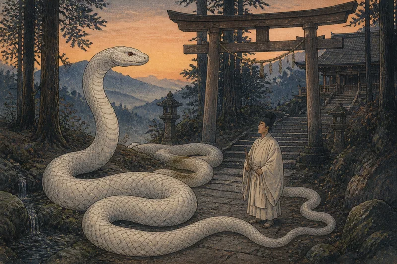 須賀川の宇津峯白蛇のイメージ挿絵