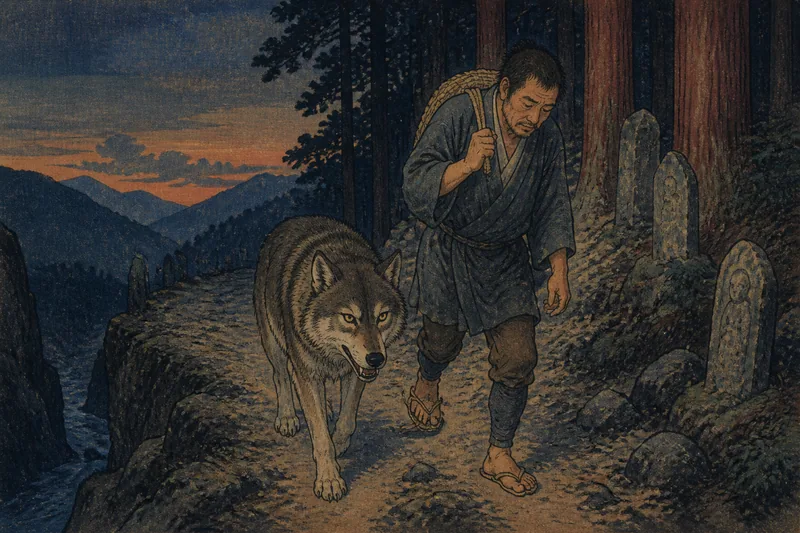 南相木の鼻緒切れを告げる犬のイメージ挿絵