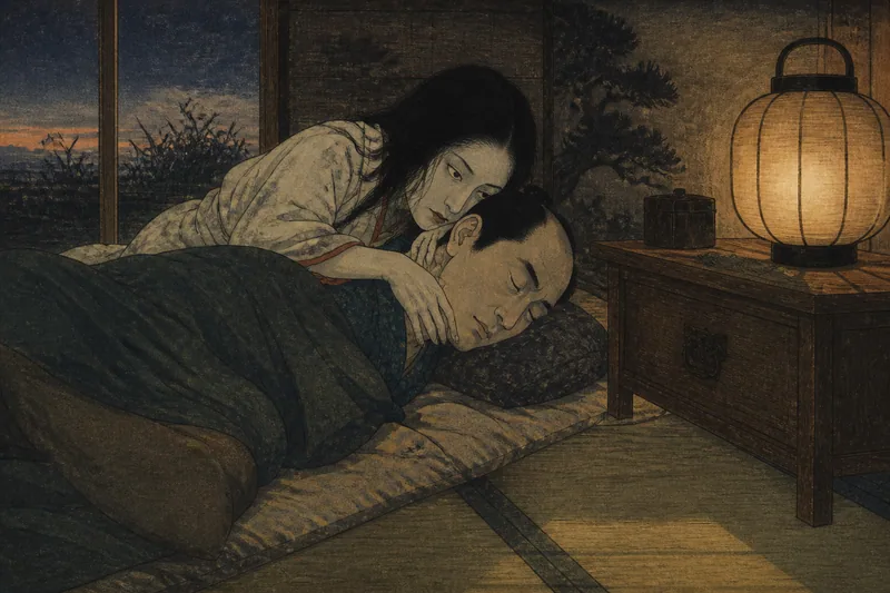 後妻を恨む亡妻の怨霊のイメージ挿絵