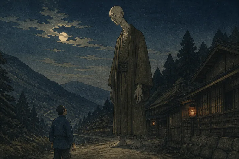 箕輪の夜道の大入道のイメージ挿絵