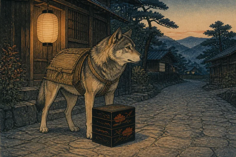 松本の供物を食べる送り狼のイメージ挿絵