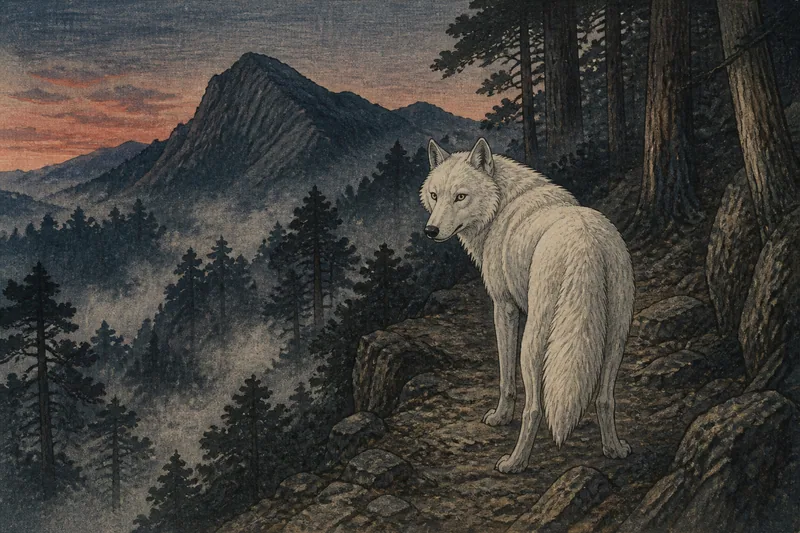 御岳山の白いオオカミのイメージ挿絵
