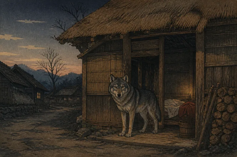 敦賀の狼と形だけの産小屋のイメージ挿絵