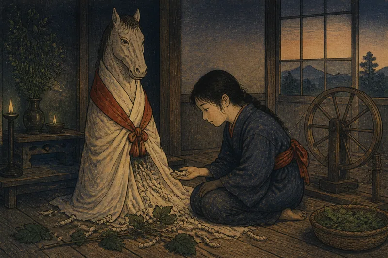 一関の馬と娘から生まれた蚕のイメージ挿絵