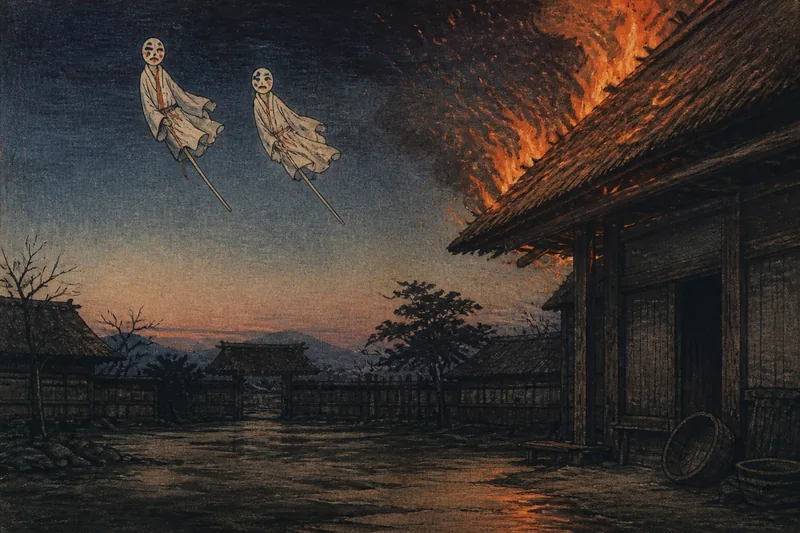 火事を知らせるオシラサマのイメージ挿絵