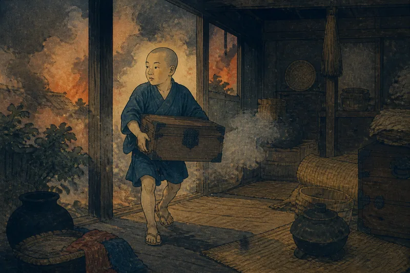 下関の火事を助ける子大師のイメージ挿絵