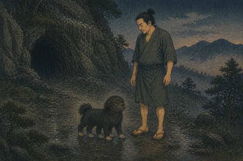 茅野の雨に荒れる雷獣のイメージ挿絵